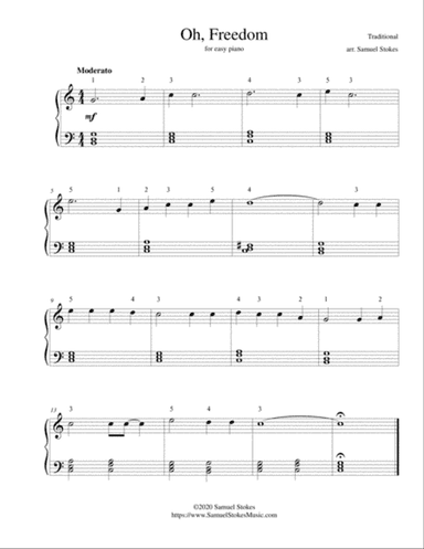 Oh, Freedom - for easy piano
