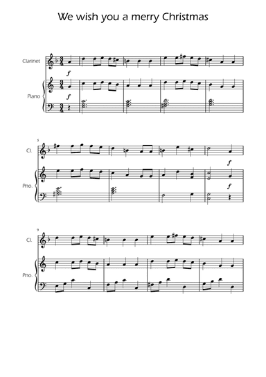 We Wish You a Merry Christmas - Clarinet w/ Piano