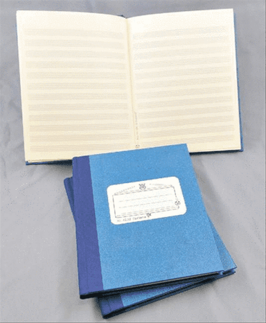 Music manuscript book blue 12 staves