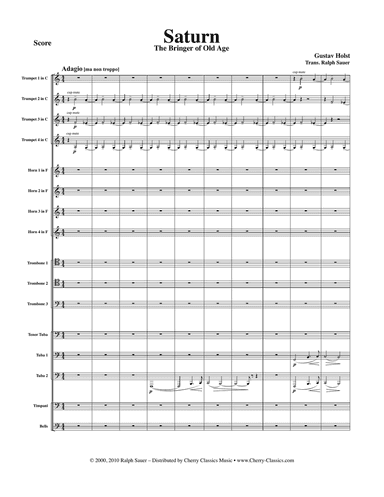 Saturn The Bringer of Old Age from the Planets for Brass Ensemble, Timpani & Bells