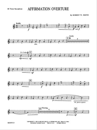 Affirmation Overture: B-flat Tenor Saxophone