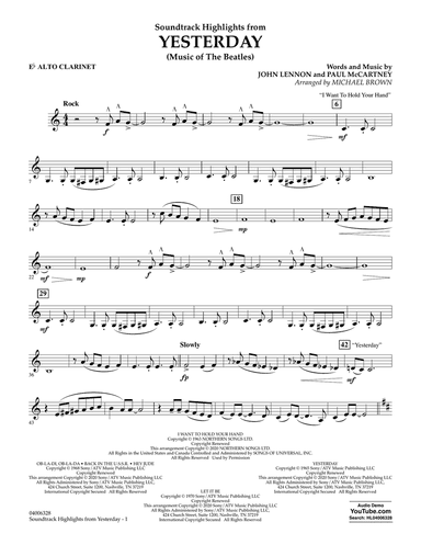 Highlights from Yesterday (Music Of The Beatles) (arr. Michael Brown) - Eb Alto Clarinet