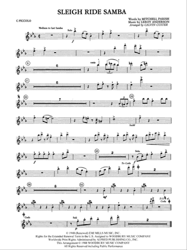 Sleigh Ride Samba: Piccolo