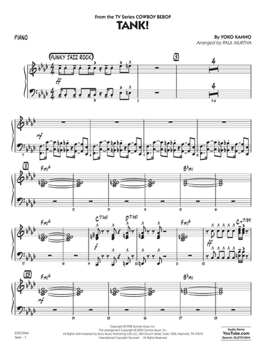 Tank! (from Cowboy Bebop) (arr. Paul Murtha) - Piano