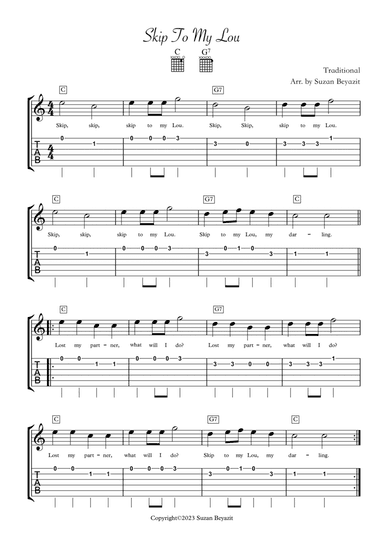 Skip To My Lou (Easy Guitar Level 1)