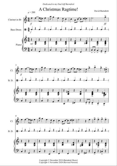 A Christmas Ragtime for Clarinet and Piano