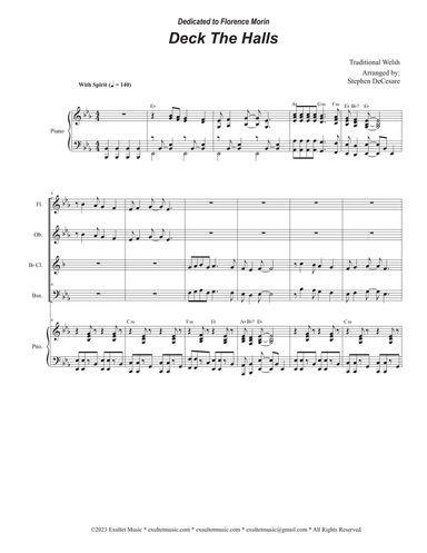 Deck The Halls (Woodwind Quartet and Piano)