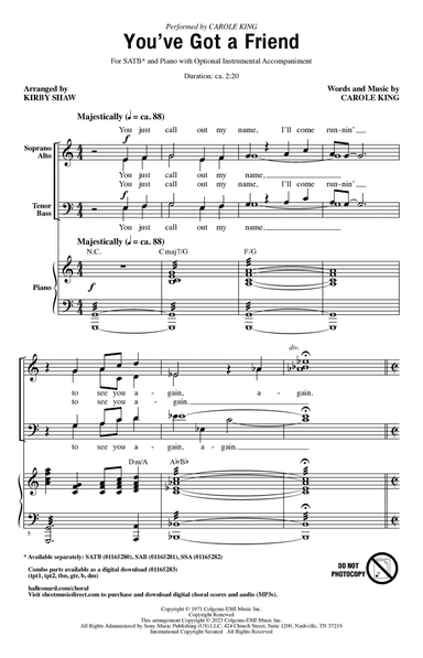 You've Got A Friend (arr. Kirby Shaw)