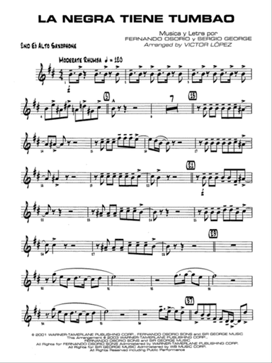 La Negra Tiene Tumbao: 2nd E-flat Alto Saxophone
