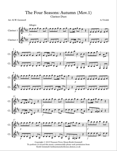 The Four Seasons - Autumn (Mov.1): Clarinet Duet