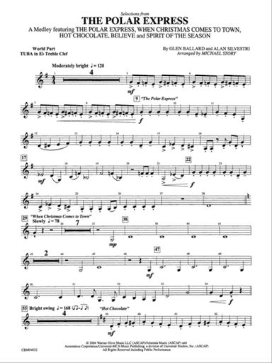 The Polar Express, Selections from: (wp) E-flat Tuba T.C.