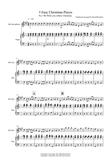 3 Easy Christmas Pieces for Alto Saxophone and Piano