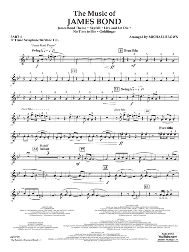 The Music of James Bond - Pt.4 - Bb Tenor Sax/Bar. T.C.