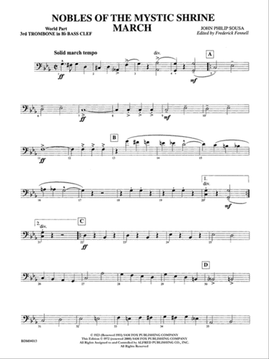 Nobles of the Mystic Shrine (March): (wp) 3rd B-flat Trombone B.C.