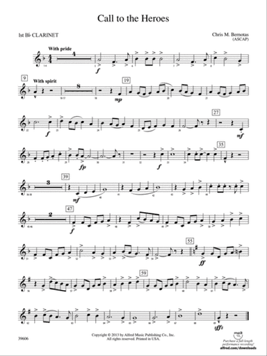 Call to the Heroes: 1st B-flat Clarinet
