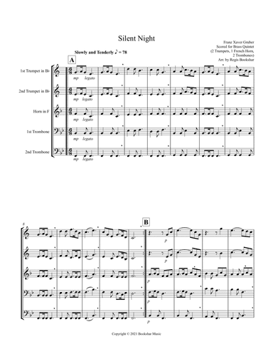 Silent Night (Bb) (Brass Quintet - 2 Trp, 1 Hrn, 2 Trb)