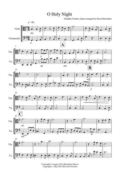 O Holy Night for Viola and Cello Duet