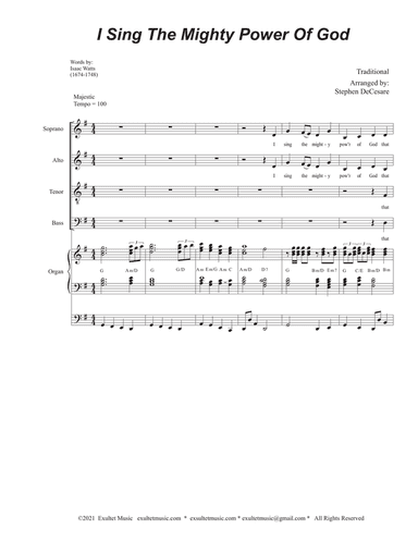 I Sing The Mighty Power Of God (Vocal Quartet (SATB) - Organ accompaniment)