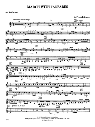 March with Fanfares: 3rd B-flat Clarinet