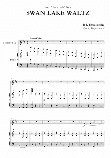 Swan Lake Waltz for Soprano Saxophone and Piano