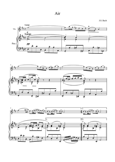 Bach - Air on G string for Violin and piano