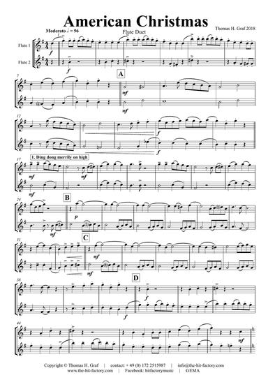 American Christmas - Mash up Rondo of best Christmas Songs - Flute Duet