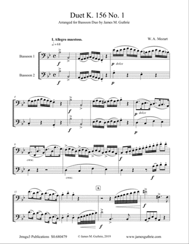 Mozart: Duet K. 156 No. 1 for Bassoon Duo