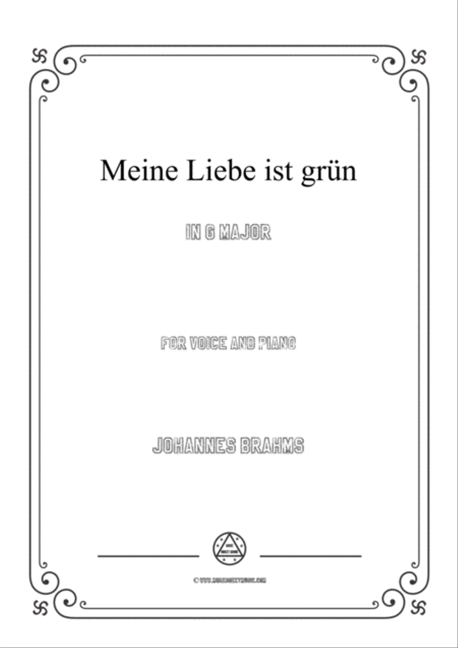 Brahms-Meine Liebe ist grün in G Major,for voice and piano