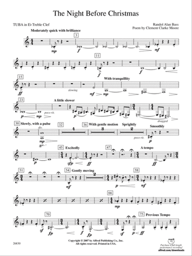 The Night Before Christmas: (wp) E-flat Tuba T.C.