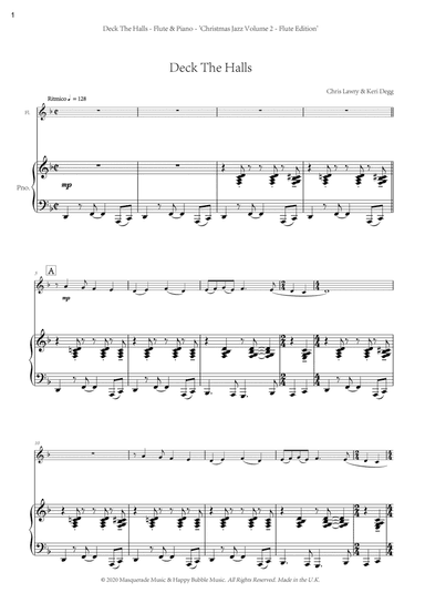 Deck The Halls - Flute and Piano by Chris Lawry and Keri Degg. Includes FREE demo and backing tracks