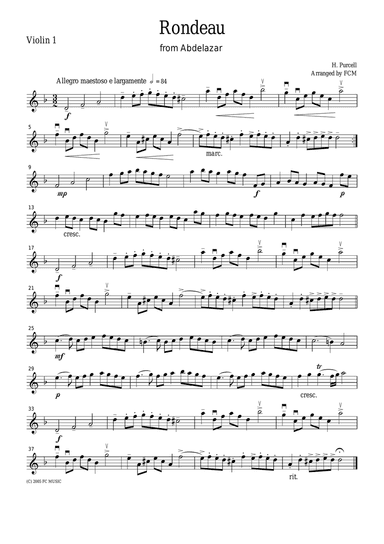 Purcell Rondo from Abdelazar, for string quartet, CP101