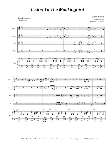 Listen To The Mockingbird (String Quartet and Piano)