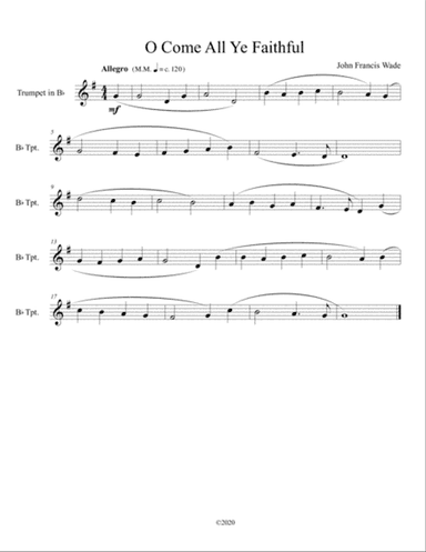 O Come All Ye Faithful for solo trumpet