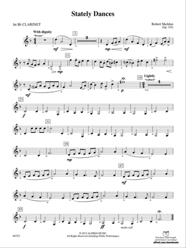 Stately Dances: 1st B-flat Clarinet