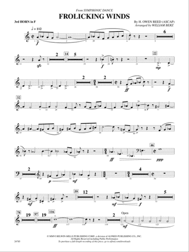 Frolicking Winds (from Symphonic Dance): 3rd F Horn