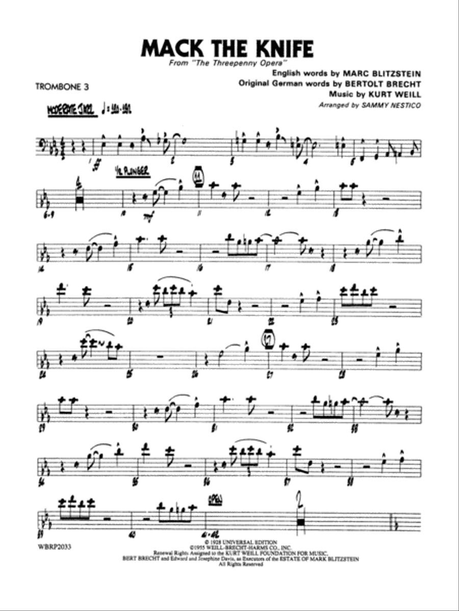 Mack the Knife (from The Threepenny Opera): 3rd Trombone