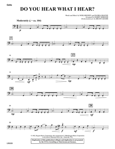 Do You Hear What I Hear? (Orchestration) (arr. Harry Simeone) - Cello