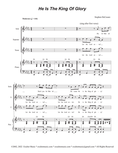 He Is The King Of Glory (Vocal solo with Duet for Soprano and Tenor solo)