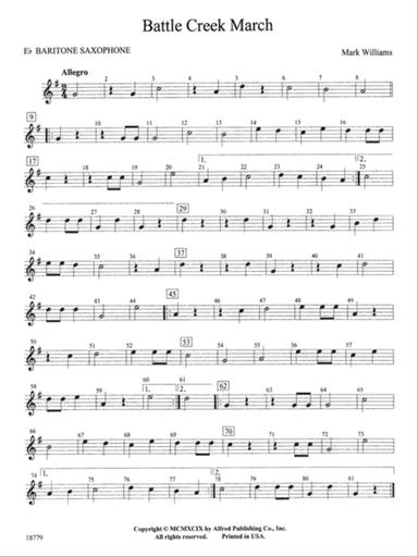 Battle Creek March: E-flat Baritone Saxophone