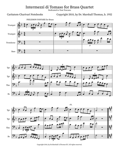 Intermezzi di Tomaso for Brass Quartet