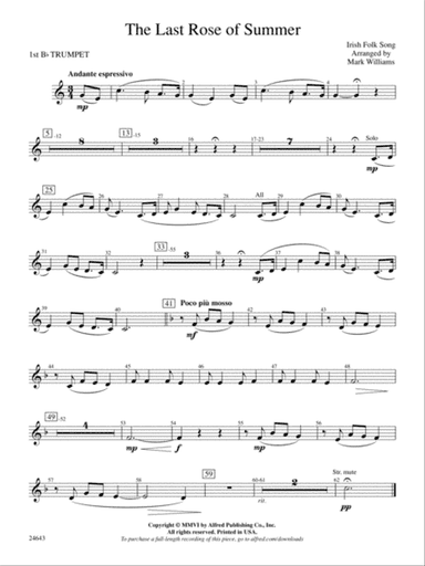 The Last Rose of Summer: 1st B-flat Trumpet