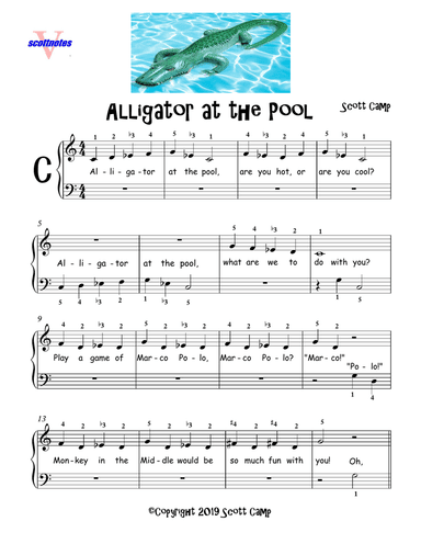 Alligator at the Pool (Solo for First Year Piano)