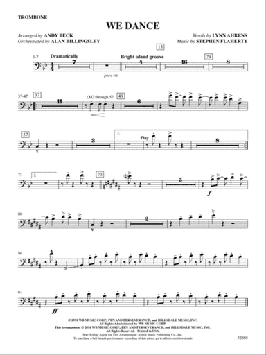 We Dance (from the musical Once on This Island): 1st Trombone