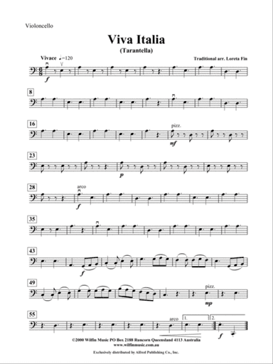 Viva Italia (Tarentella): Cello