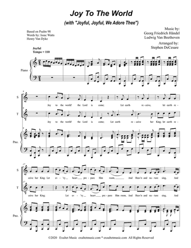 Joy To The World (with "Joyful, Joyful, We Adore Thee") (for 2-part choir - (Soprano & Tenor)