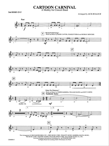 Cartoon Carnival (Medley): 2nd F Horn