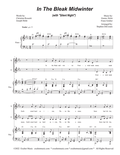 In The Bleak Midwinter (with "Silent Night") (2-part choir - (SA)
