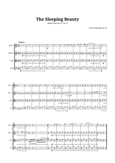 The Sleeping Beauty Waltz for String Quartet