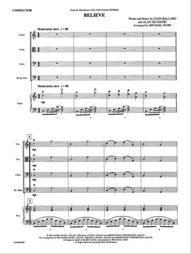 Believe (from The Polar Express): Score