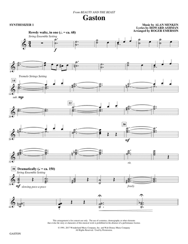 Gaston (from Beauty and The Beast) (arr. Roger Emerson) - Synth 1